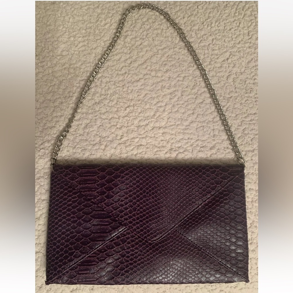 Jessica McClintock Purple Faux Snakeskin Clutch/Evening Bag Vintage